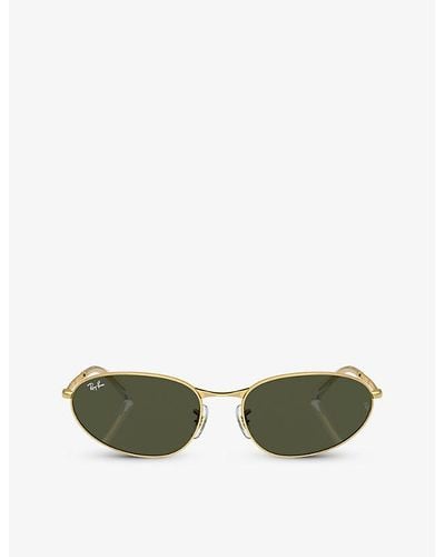Ray-Ban Rb3734 Irregular-frame Metal Sunglasses - Green