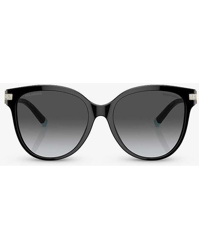 Tiffany & Co. Tf4193b Pillow-frame Acetate And Metal Sunglasses - Black