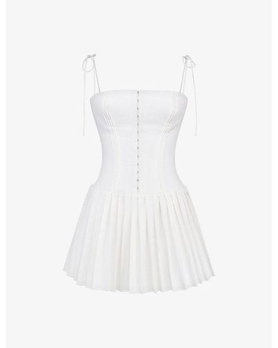 House Of Cb Marcy Pin-tuck Woven Mini Dres - White