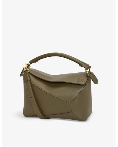 Loewe Puzzle Edge Small Leather Cross-body Bag - Green