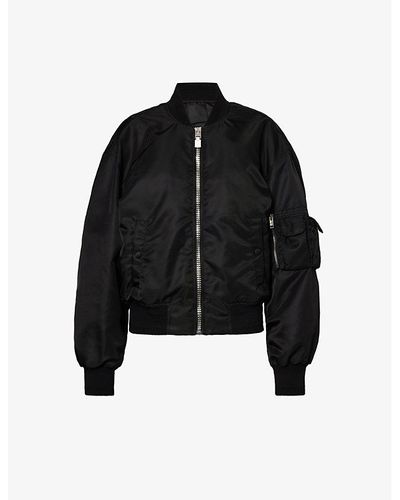 Givenchy Brand-print Relaxed-fit Shell Bomber Jacket - Black