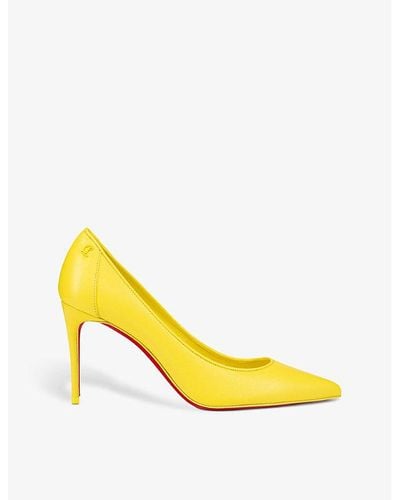 Christian Louboutin Sporty Kate 85 Leather Heeled Courts - Yellow