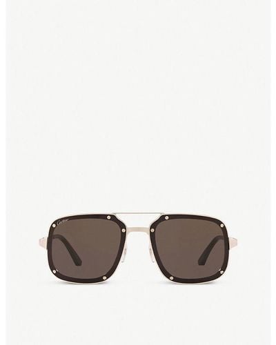 Cartier Ct0194s Santos De Metal Acetate Rectangle-frame Sunglasses - Gray