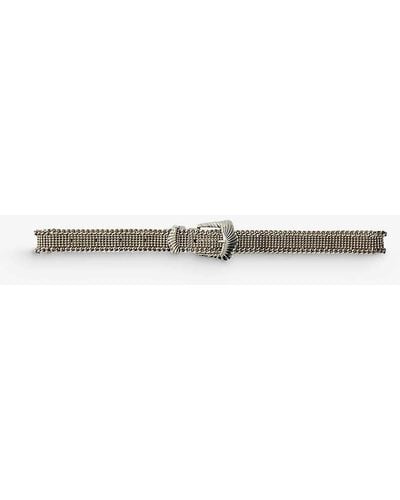 Maje Grooved-buckle Knitted Brass Belt - White
