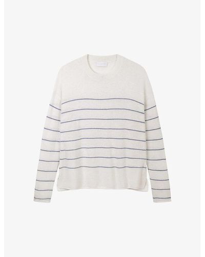 The White Company Relaxed-fit Fine-stripe Wool And Cashmere-blend Sweater X - White