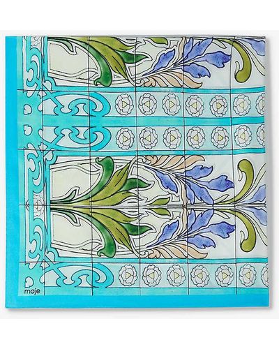 Maje Mosaic-print Square Silk Scarf - Blue