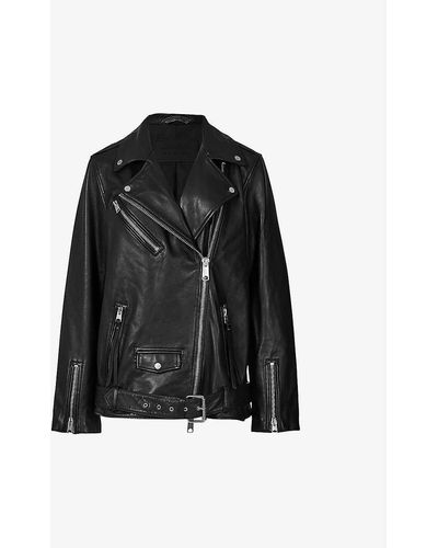 AllSaints Billie Leather Biker Jacket - Black