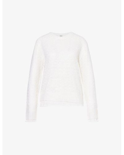 Totême Lace-overlay Mohair Wool-blend Knitted Sweater - White