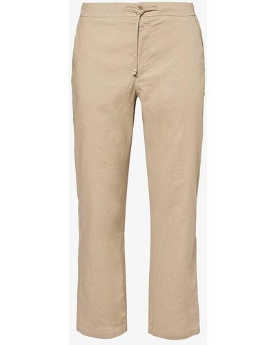 Frescobol Carioca Mendes Tapered-leg Stretch-linen And Cotton-blend Trousers - Natural
