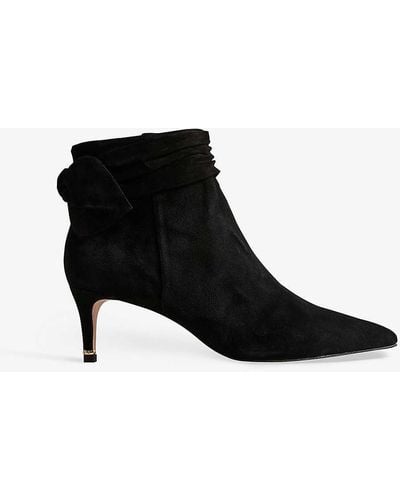 Ted Baker Yona Bow-embellished Heeled Suede-leather Ankle Boots - Black