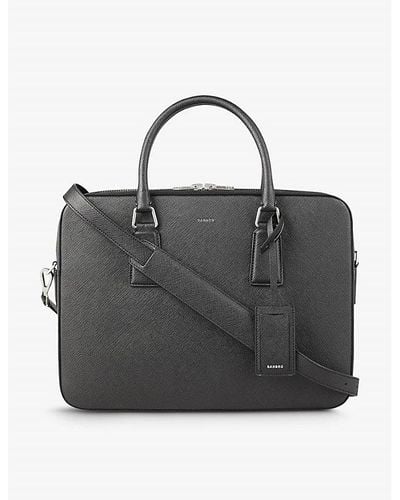 Sandro Large Logo-embossed Faux-leather Briefcase - Black