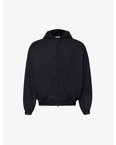Fear Of God Brand-patch Relaxed-fit Cotton-jersey Hoody X - Blue
