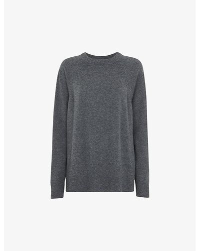 Whistles Round-neck Relaxed-fit Cashmere Sweater - Gray