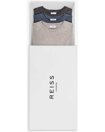 Reiss Bless Crewneck Pack Of Three Cotton-jersey T-shirt - Blue