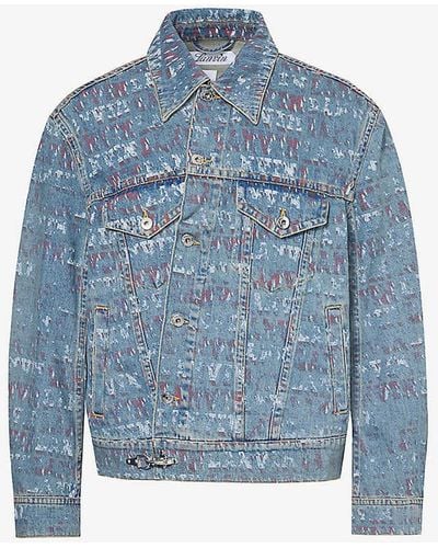 Lanvin Cross Brand-print Regular-fit Denim Jacket - Blue