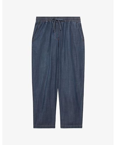Reiss Carter Tapered-leg Lyocell And Cotton Trousers - Blue
