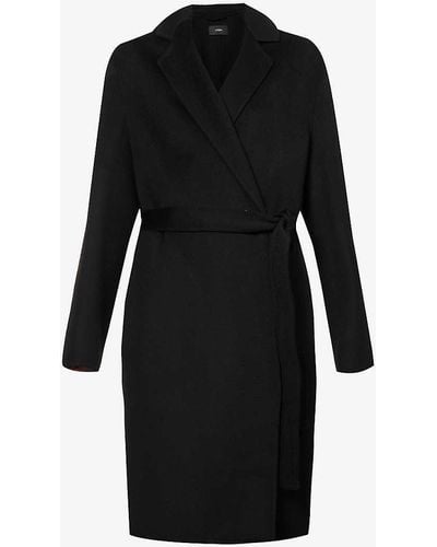 JOSEPH Cenda Wool And Cashmere-blend Belted Coat - Black