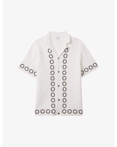 Reiss Decoy Geometric-weave Knitted Shirt X - White