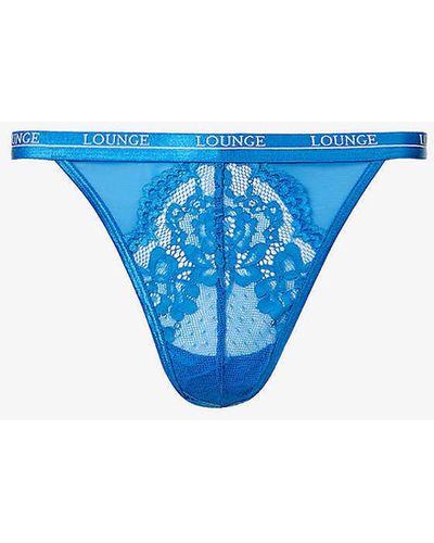 Lounge Underwear Blossom High-rise Stretch-lace Thong - Blue