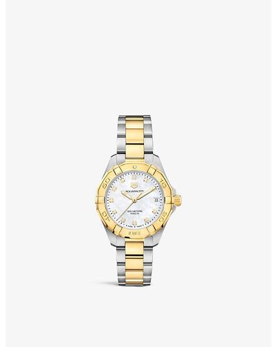 Tag Heuer Wbd1322.bb0320 Aquaracer 18ct Yellow Gold-plated Stainless Steel And 0.11ct Diamond Quartz Watch - Metallic