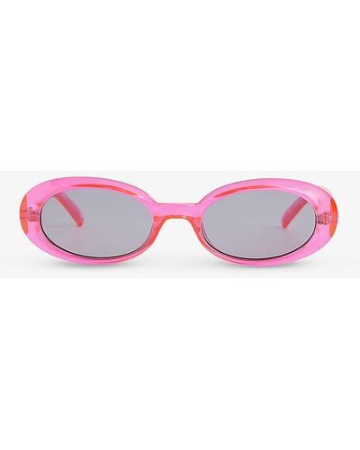Le Specs Work It Oval-frame Polyethylene Sunglasses - Pink