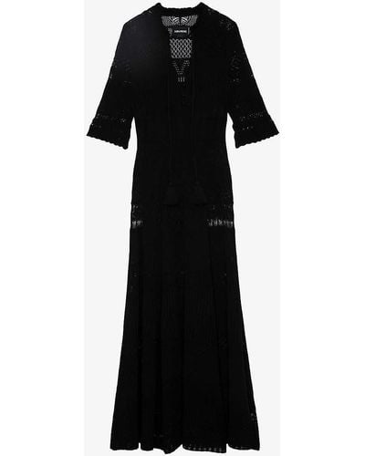 Zadig & Voltaire Memphis Crochet-knit Organic-cotton Maxi Dress - Black