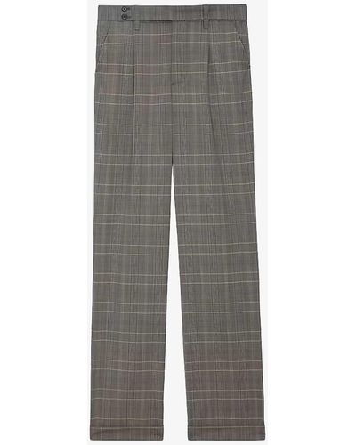 Zadig & Voltaire Pura High-rise Checked Wool Trousers - Grey