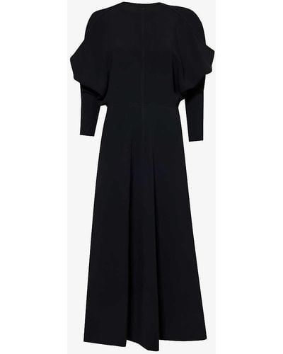Victoria Beckham Dolman-sleeve Woven Midi Dress - Black