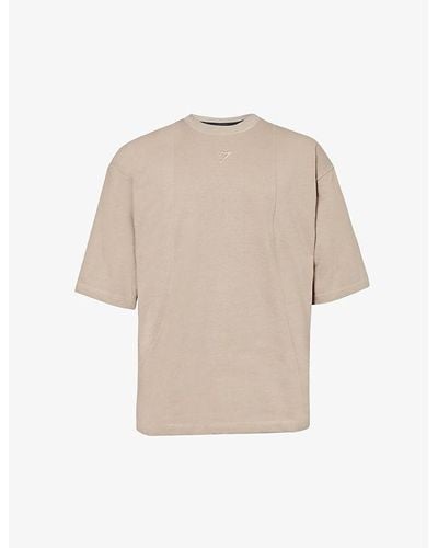 GYMSHARK Premium Lifting Logo-embroidered Cotton-jersey T-shirt X - Natural