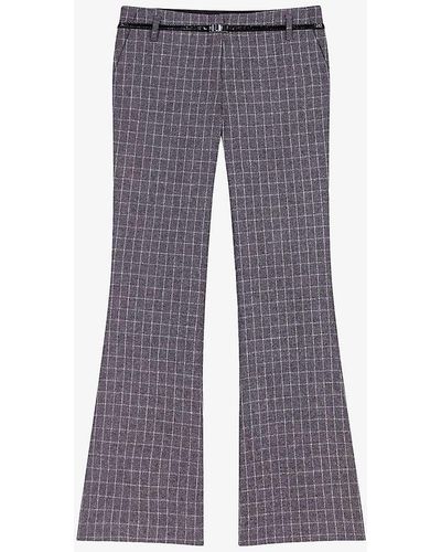 Maje Pocelyn Flared-leg Low-rise Woven Trousers - Purple
