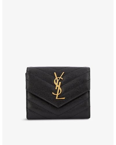 Saint Laurent Cassandra YSL Quilted Lambskin Leather Card Holder