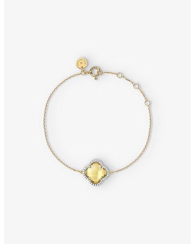 The Alkemistry Morganne Bello Victoria Clover 18ct Yellow-gold, 0.128ct Diamond And Citrine Bracelet - Metallic
