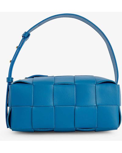 Bottega Veneta Brick Cassette Intrecciato Leather Shoulder Bag - Blue