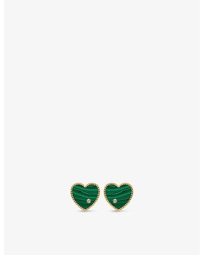 Yvonne Léon Paire De Puces 9ct Yellow-gold And Diamond Earrings - Green