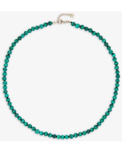 Mateo 14ct Yellow-gold And Malachite Beaded Necklace - Blue