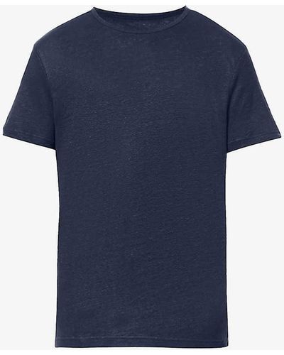 Derek Rose Jordan Crewneck Linen T-shirt Xx - Blue