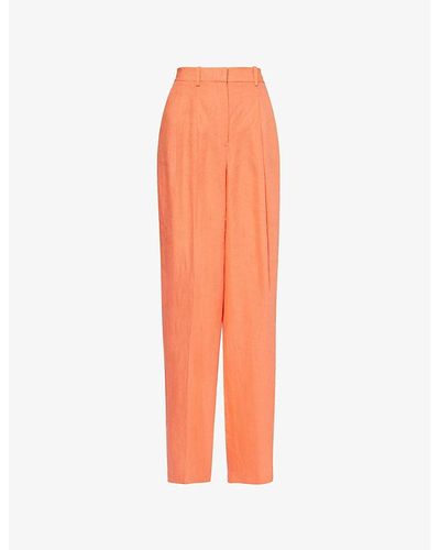 Theory Pleated Linen Pants - Orange