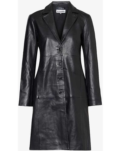 Reformation X Veda Crosby Leather Coat - Black