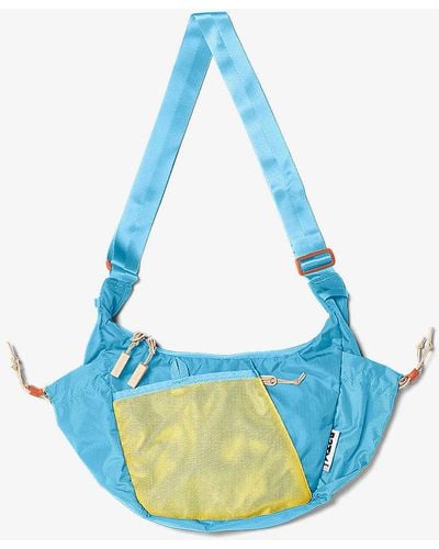 BABOON TO THE MOON Crescent Brand-patch Recycled-polyester Crossbody Bag - Blue
