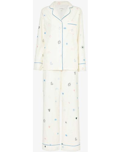 Chinti & Parker Graphic-print Regular-fit Cotton-poplin Pyjama Set - White