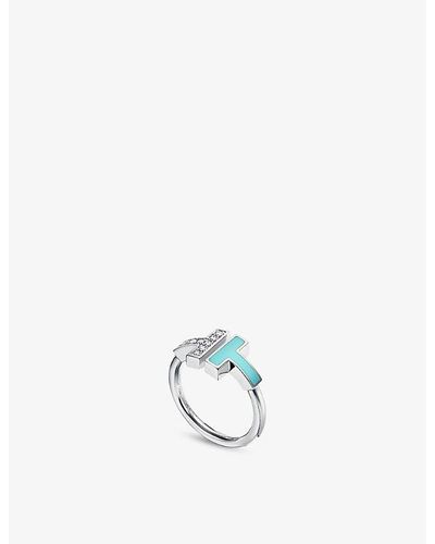 Tiffany & Co. Tiffany T 18ct White-, Turquoise And 0.07ct Diamond Ring