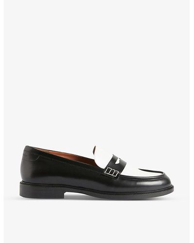 Claudie Pierlot Auden Contrast-panel Round-toe Leather Loafers - Black