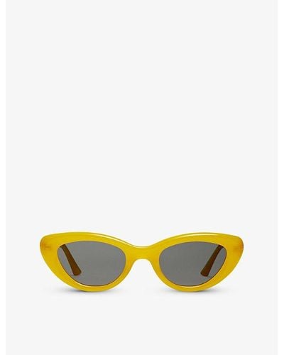 Gentle Monster Conic Yc7 Cat-eye Branded-arm Acetate Sunglasses - Yellow