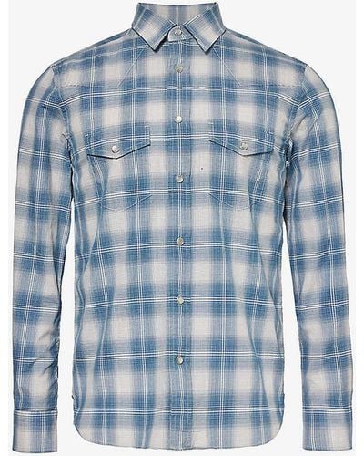 Tom Ford Grand Western Checked Regular-fit Cotton Shirt - Blue