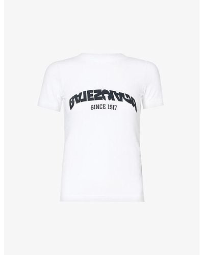 Balenciaga Logo-embroidered Crewneck Stretch-cotton T-shirt - White