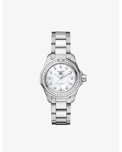 Tag Heuer Wbp1417.ba0622 Aquaracer Stainless-steel And 0.55ct Diamond Quartz Watch - White