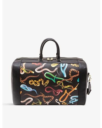 Seletti Wears Toiletpaper Snakes Faux-leather Travel Bag - Black