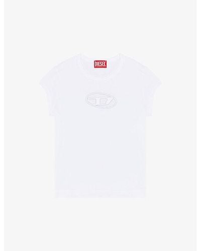 DIESEL Tangie Oval D-embroidered Stretch Cotton-jersey T-shirt - White