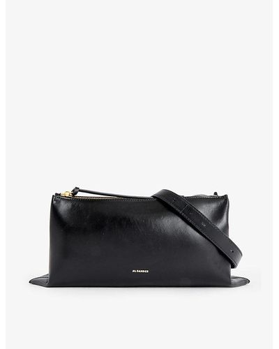 Jil Sander Empire Foiled-logo Leather Shoulder Bag - Black