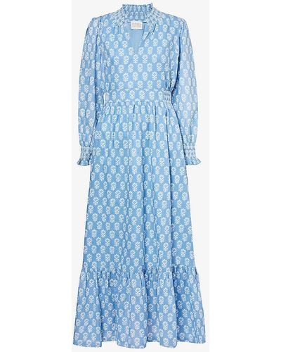 Aspiga Emmeline Floral-print Organic-cotton Maxi Dress X - Blue